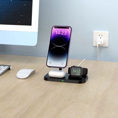 6. Tech-Protect QI15W-A22 induktives MagSafe-Ladegerät mit 3in1 MagSafe-Ständer für Smartphone / Apple Watch / AirPods – Schwarz