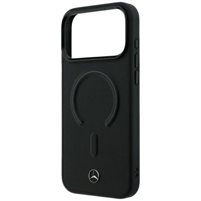 6. Mercedes Leder 3D MagSafe Hülle für iPhone 18 Pro / 17 Pro - Schwarz