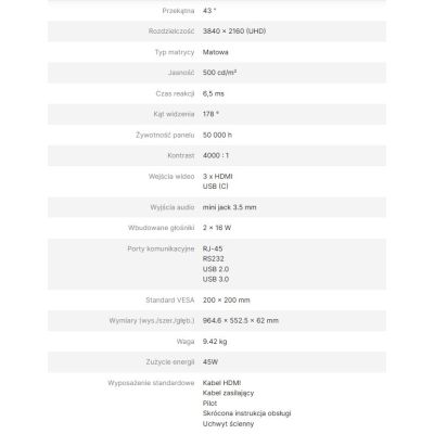 6. AVTEK DS2 43"-Informationsmonitor