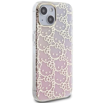 4. Hello Kitty IML Gradient Electrop Crowded Kitty Head Hülle für iPhone 15 – Rosa