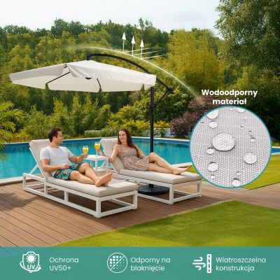 9. Extralink Black Forest Gartenschirm mit Seitenteilen, großer 3 m beiger Freiarmschirm für Terrasse und Garten mit sechseckiger Halterung, beige, schwarz