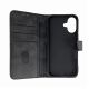 3. Leather Book Case für iPhone 16 – Schwarz