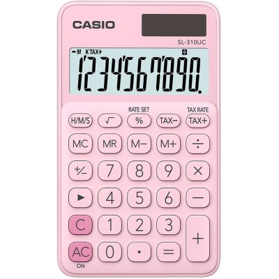 CASIO Taschenrechner SL-310UC PK Pink, 10-stellige Digitalanzeige