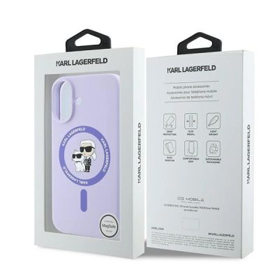 8. Karl Lagerfeld Silikon Karl&Choupette Heads Ring MagSafe Case für iPhone 16 Plus - Lila