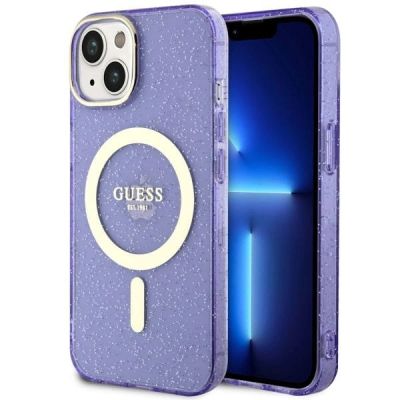 Guess GUHMP14MHCMCGU iPhone 14 Plus 6,7" lila/lila Hardcase Glitter Gold MagSafe