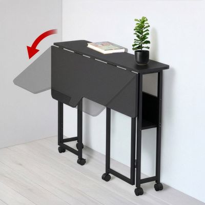 6. Klappbarer Schreibtisch/Tisch von MACLEAN, schwarz, mobil, 100 x 73 cm, max. 50 kg, abgewinkelt, L-förmig, MC-126 L/B