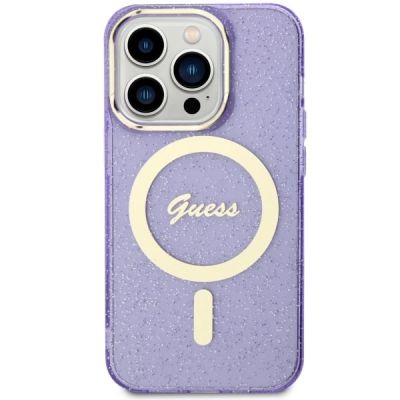 3. Guess GUHMP14LHCMCGU iPhone 14 Pro 6.1" lila/lila Hardcase Glitter Gold MagSafe