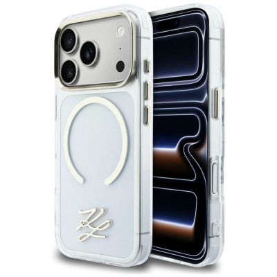 Karl Lagerfeld IML KL Script Logo MagSafe Hülle für iPhone 17 Pro – Transparent