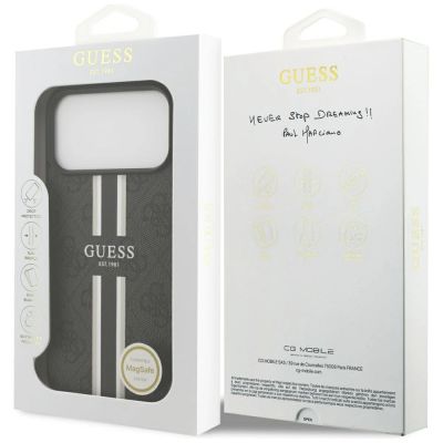8. Guess 4G MagSafe-Hülle mit Printstreifen für iPhone 17 Pro Max – Schwarz