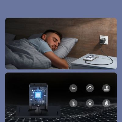 14. Joyroom JR-TG8 GaN 45W USB-C + USB-A Wandladegerät – Schwarz