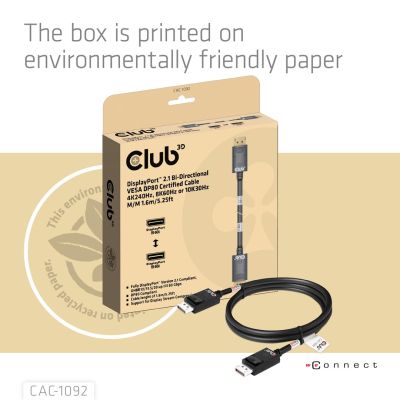 2. CLUB3D CAC-1092 DisplayPort-Kabel 1,6 m Schwarz
