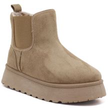 Wasserdichte Damen-Ankle-Boots, Schneestiefel, Plateaustiefel, beige, Big Star UU274173