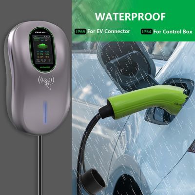 15. Qoltec EV-Ladestation 2in1 Typ 2 22kW Wi-Fi LCD RFID 3-Phasen-Wanddose 5m