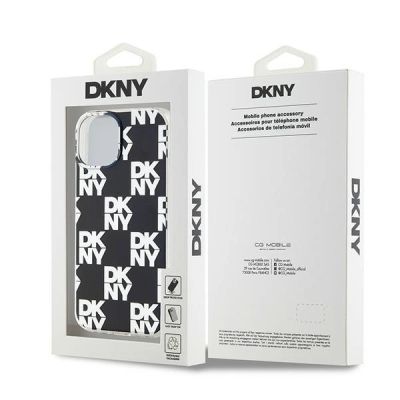 8. DKNY IML Checkered Mono Pattern Hülle für iPhone 15 / 14 / 13 – Schwarz
