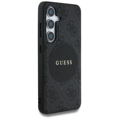 4. Guess 4G Round Patch Classic Logo MagSafe Hülle für Samsung Galaxy S25 Plus schwarz