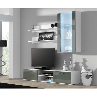 6. TV-Schrank SOHO 180 weiß/grau glänzend