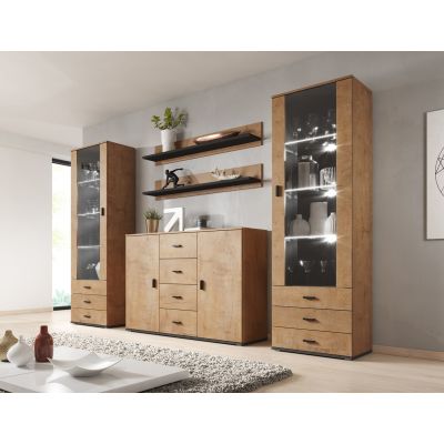 5. Regal 125 cm (2 Stück) SOHO Lefkas Eiche + Schwarz