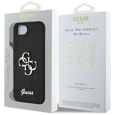 8. Guess Fixed Glitter Big 4G Hülle für iPhone 16e - Schwarz