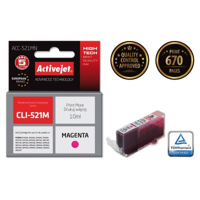 2. Activejet ACC-521MN Tinte (Ersatz für Canon CLI-521M; Supreme; 10 ml; rot)