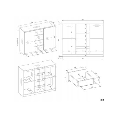 8. 2-türige Kommode mit 4 Schubladen, Artisan/Kaschmir