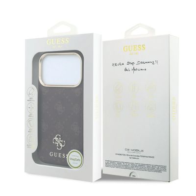 8. Guess Peony 4G MagSafe Hülle mit kleinem Logo für iPhone 17 Pro / 18 Pro – Burgunderrot
