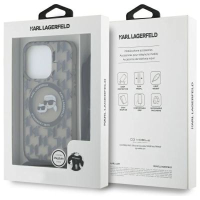 7. Karl Lagerfeld IML Crossbody Monogram Karl & Choupette Head MagSafe Hülle für iPhone 16 Pro - Schwarz