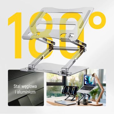 2. Wozinsky WRS-CPY75DSS Laptop- und Tablet-Ständer aus Aluminium + kostenloser Smartphone-Ständer – Silber