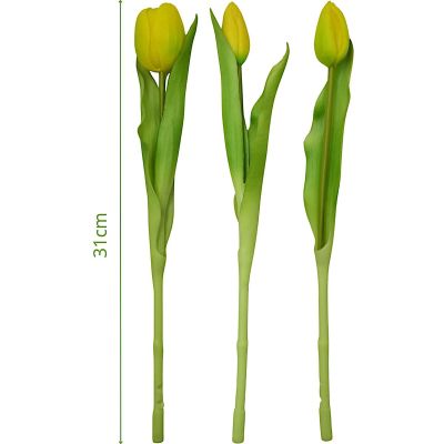 5. Strauß aus 7 gelben Tulpen, 31 cm, naturgetreue Frühlingsdekoration