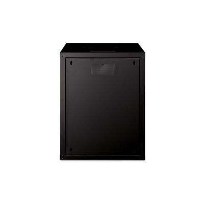 16. Einzigartiger 19-Zoll-Netzwerkschrank (16 HE) zur Wandmontage, 600 x 600 mm, Glastür, schwarz, ungeteilt, montiert, 100 kg