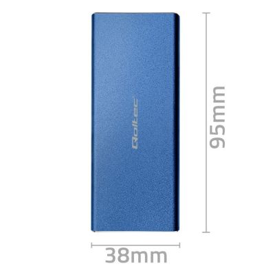 QOLTEC M.2 SSD-Gehäuse | SATA | NGFF | USB 3.0 | Superschnelle 5 Gbit/s | 2 TB | Blau