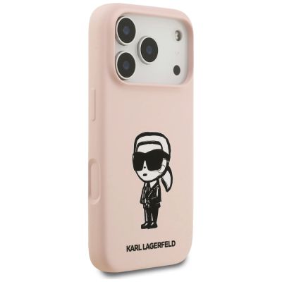4. Karl Lagerfeld Silikonhülle mit Karl-Skizze und Logo (MagSafe) für iPhone 17 Pro Max – Pink