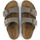 4. Birkenstock Arizona Birko-Flor Nubuk Stone Regular Wide Grau Damen/Herren Pantoletten (0151211)