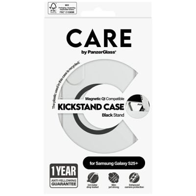 4. CARE by PanzerGlass Feature Black Kickstand & QI Case für Samsung Galaxy S25+ - Transparent
