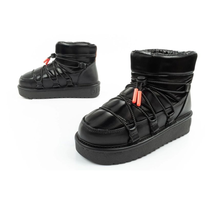 8. D.Franklin Damen Schneestiefel Winter Modische Isolierte Stiefeletten Schwarz