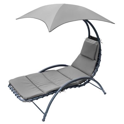 8. BERGAMO Sessel mit Sonnenschirm 200x125x180cm Grau
