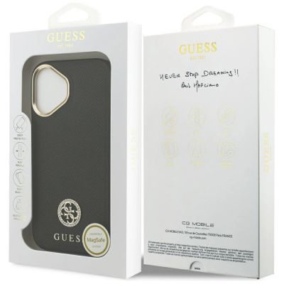 8. Guess Grained Strass Logo MagSafe Hülle für iPhone 17 - Schwarz