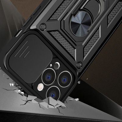 3. Hybrid Armor Camshield Hülle für Motorola Moto G62 5G gepanzerte Hülle mit Kameraabdeckung schwarz