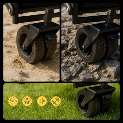 10. Wozinsky WZP-100 Strand-, Touristen-, Gartenwagen, langlebig, breite Räder, mit Sicherheitsnetz bis 100 kg - schwarz