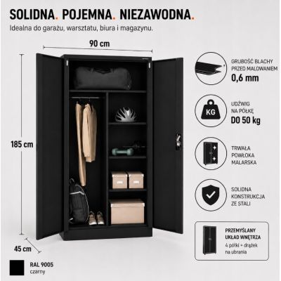 9. Iron Mate SATURN Metall-Werkzeugschrank 185x90x45 Schwarz RAL9005
