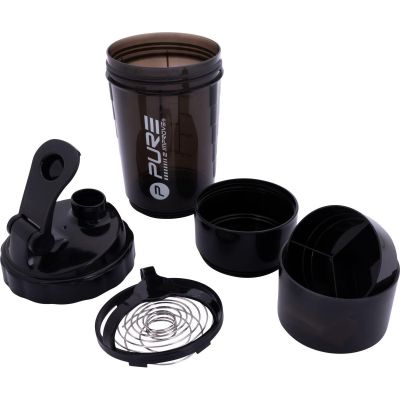 12. FITNESS-SHAKER-FLASCHE 500ML BLACK PURE 2 IMPROVE
