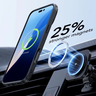 4. ESR Classic Hybrid Kickstand Halolock MagSafe Kit für iPhone 16 Plus + Displayschutzfolie aus gehärtetem Glas – Schwarz