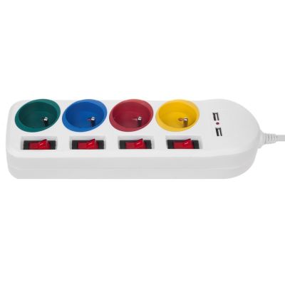 3. MACLEAN 4-fach Steckdosenleiste mit 2 USB-Anschlüssen MCE229W