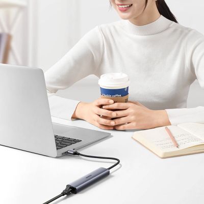 13. Ugreen Multifunktionsadapter HUB USB 3.0 - 3 x USB / Ethernet RJ-45 / USB Typ C PD grau (CM475)