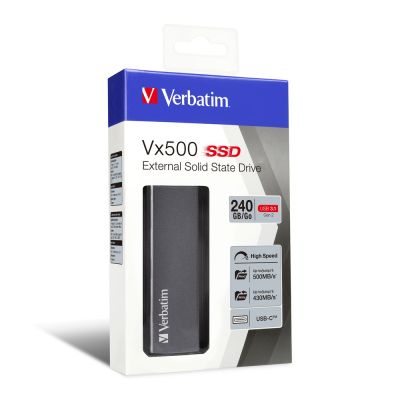 4. VERBATIM VX500 240GB USB-C 3.1 Externe SSD-Festplatte 47442