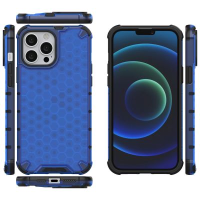 2. Honeycomb Handyhülle Schutzhülle mit TPU Rahmen für iPhone 13 Pro Max blau