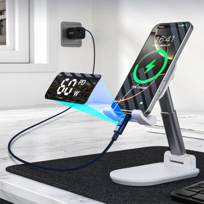 5. PD60W USB-C-zu-USB-C-Digitaldisplay, 1,2 m Nylonkabel – blau