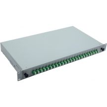 19" Glasfaser-Spleißbox 24 x LC/APC Duplex OS2, mit Spleißanschlüssen, grau
