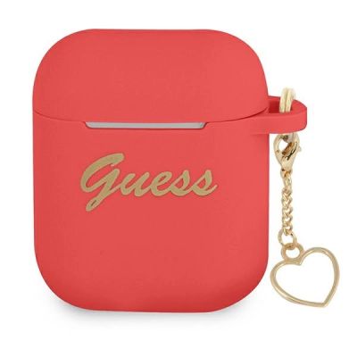 Guess, GUA2LSCHSR AirPods decken rot/rote Silikon-Charm-Herzkollektion ab