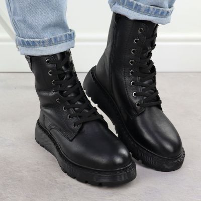 7. Damen-Lederstiefeletten mit schwarzer Plateausohle Rieker 70408-00