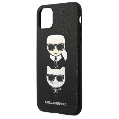 5. Karl Lagerfeld Saffiano Karl&Choupette Head Hülle für iPhone 11 Pro Max - Schwarz